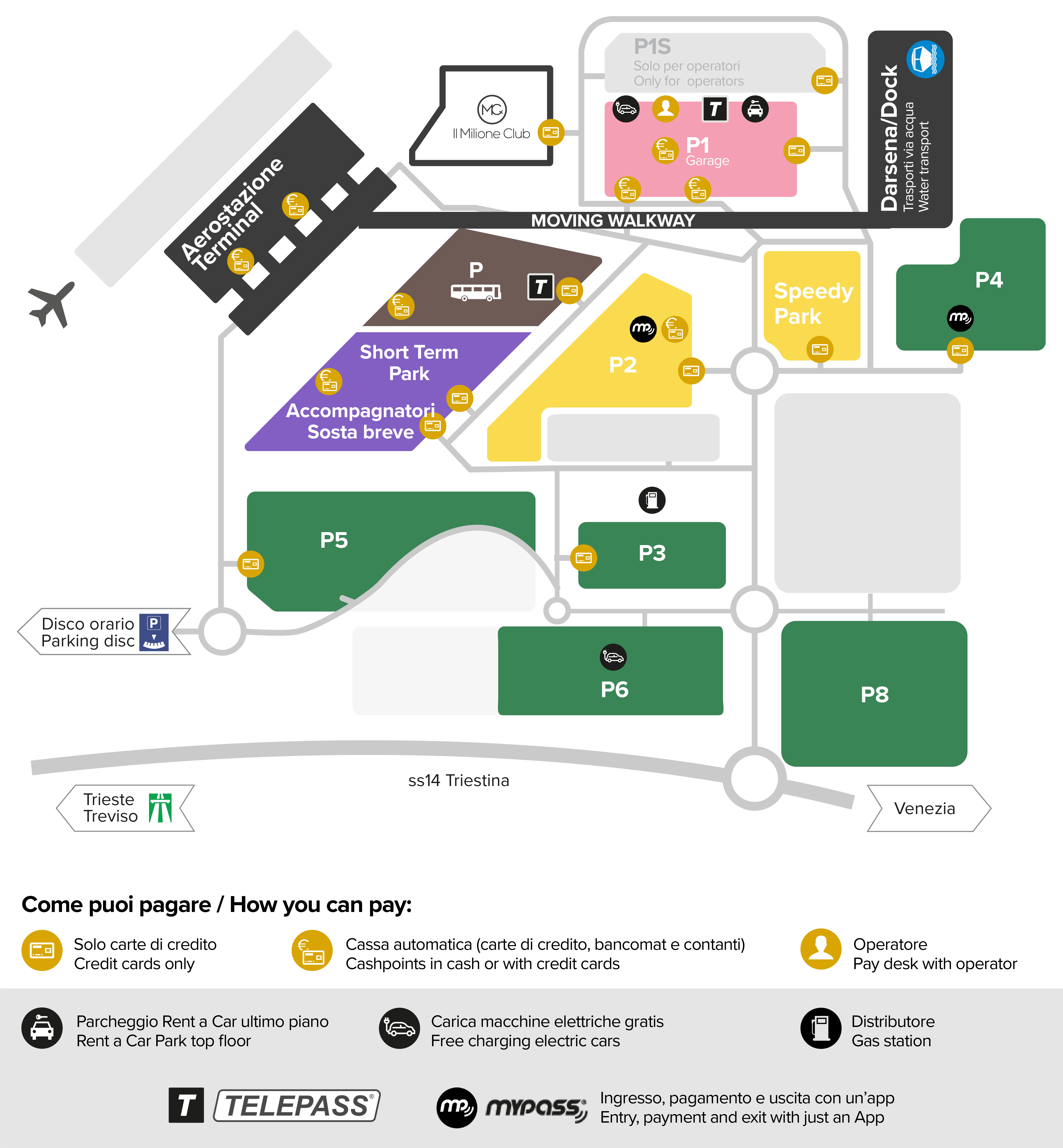 Mappa parcheggi aeroporto Marco Polo Venezia